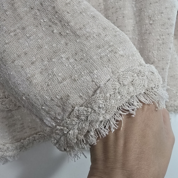 J. Crew Marled fringe-trim sweater lady jacket cream Preppy Neutral Quiet Luxury - Picture 8 of 12